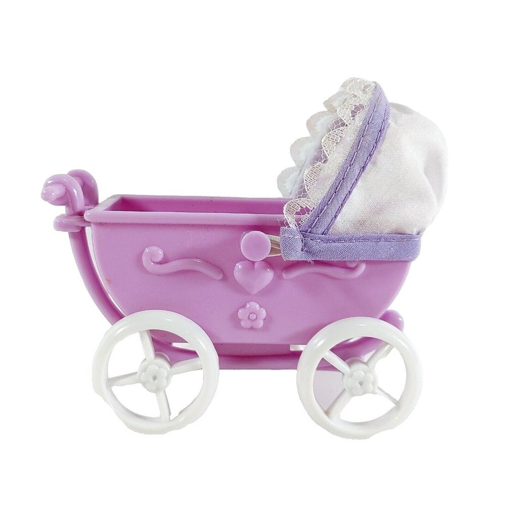SIMBA TOYS 3" Dollhouse PRAM BUGGY  Purple Dollhouse Baby